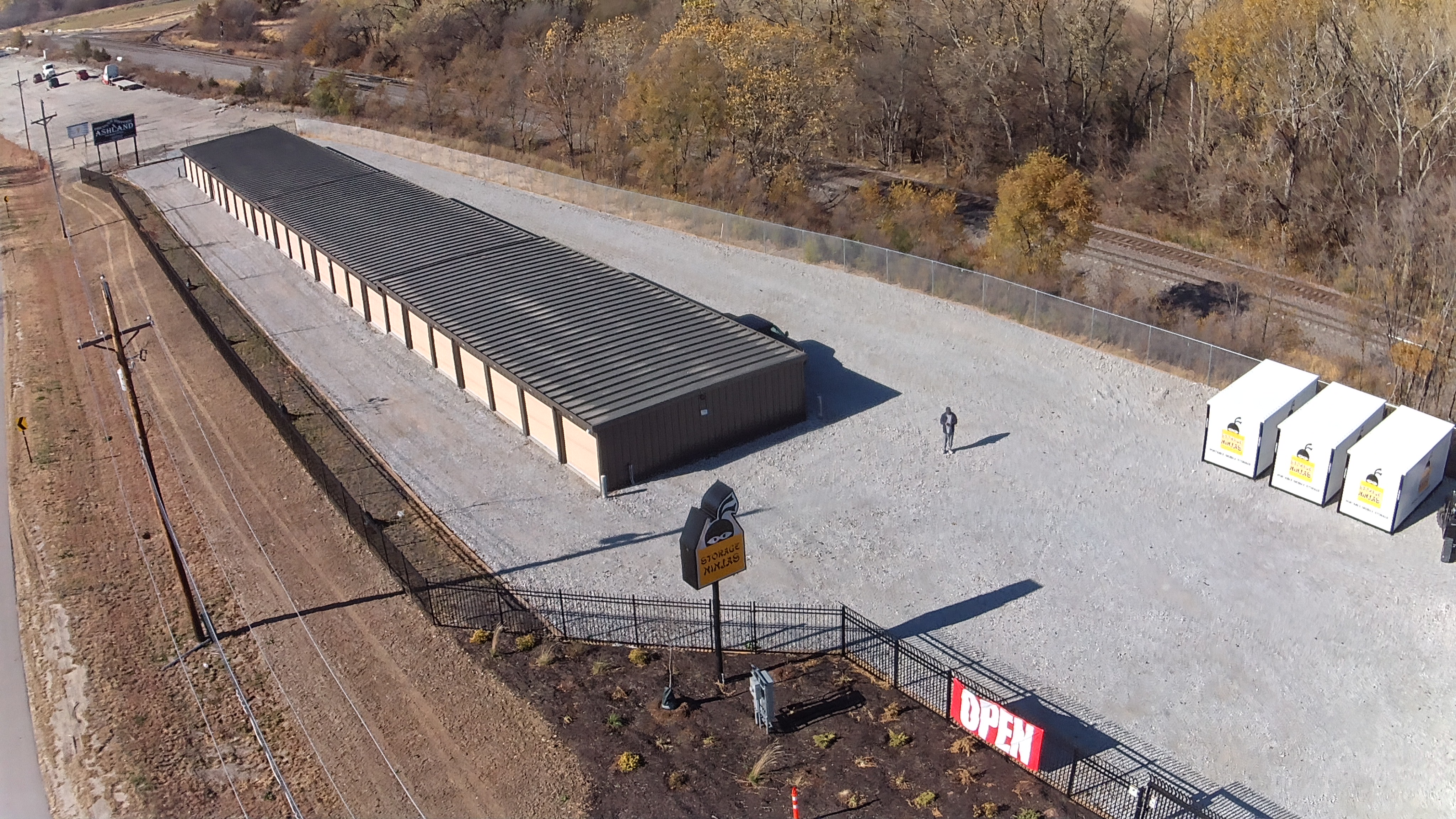 Overhead view of the Storage Ninjas self-storage facility in Ashland Nebraska
